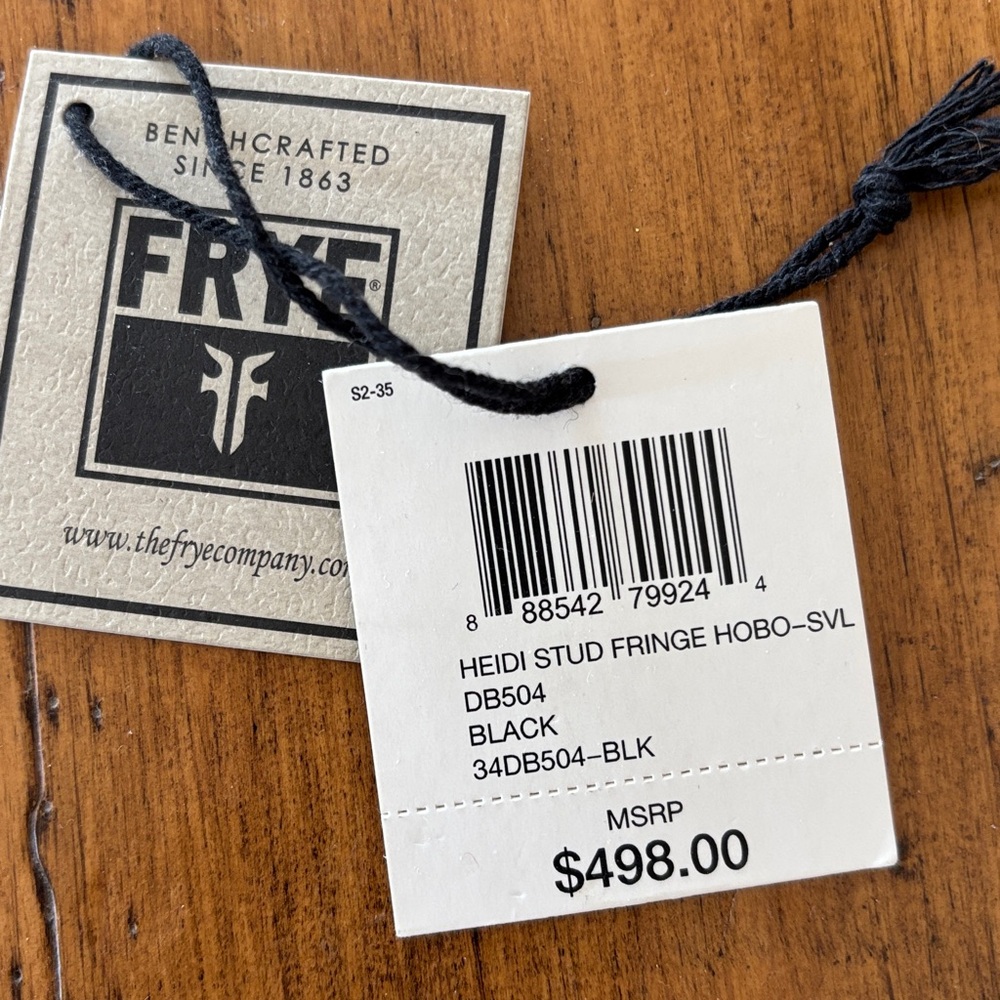 Frye Heidi Handag Studded Black Leather Fringe - Stud Hobo - Picture 11 of 11